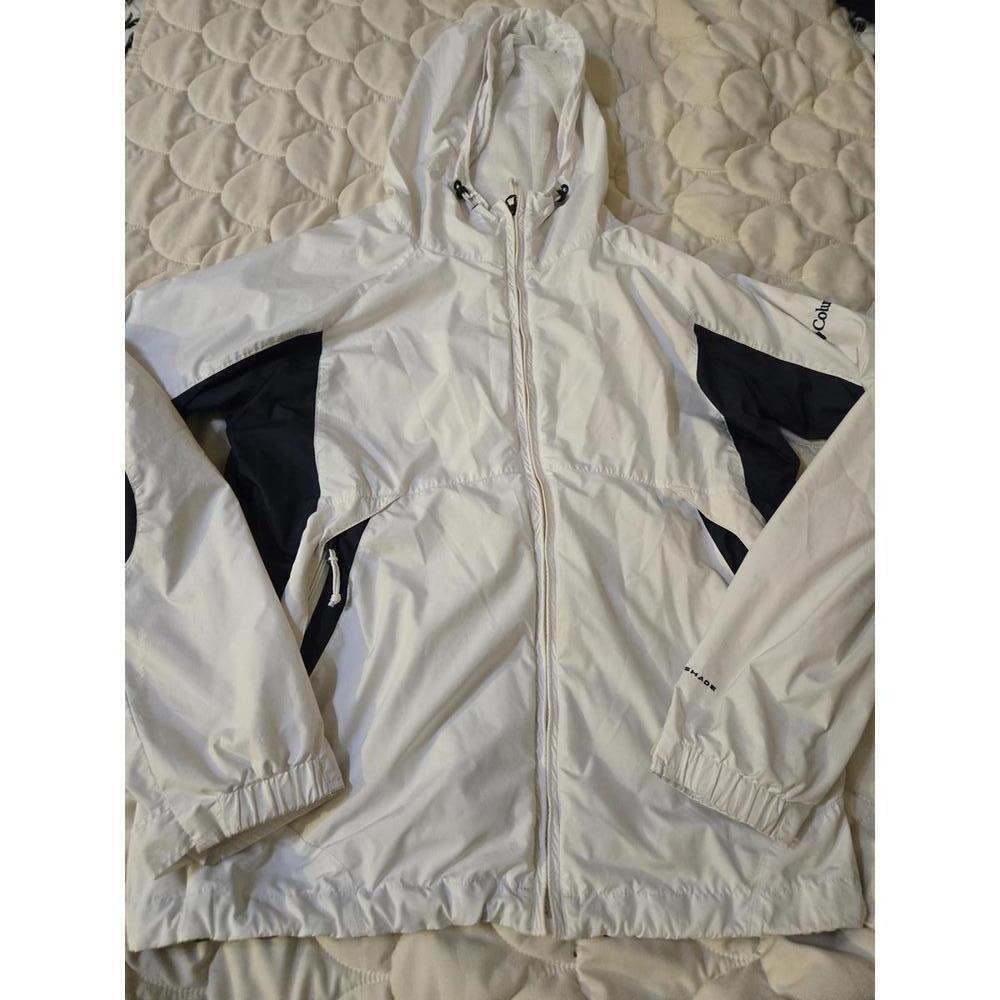 Columbia Women's White and Black Windbreaker Jacket, Size M